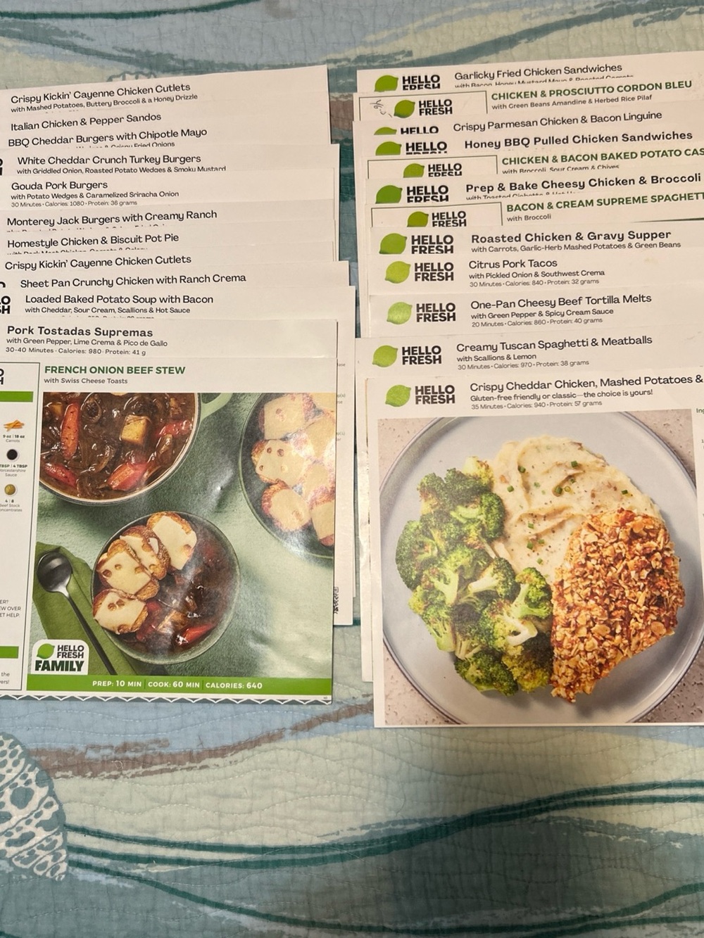 Meal Card Inserts - White & Green Branded Recipe Cards no doubles